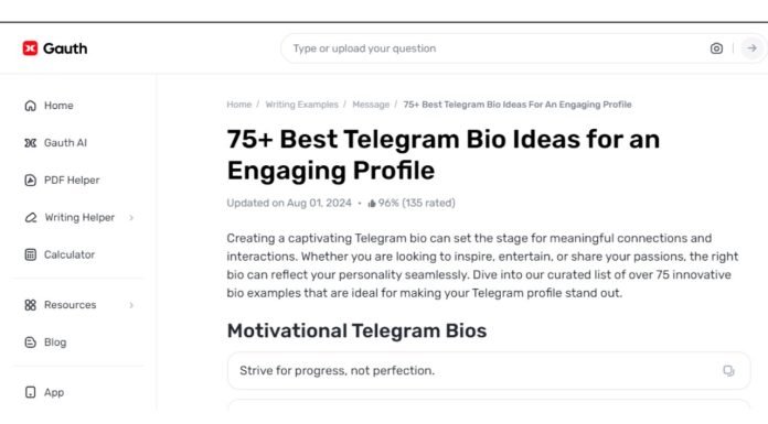 Learn How to Write a Professional and Catchy Telegram Bio with Gauth